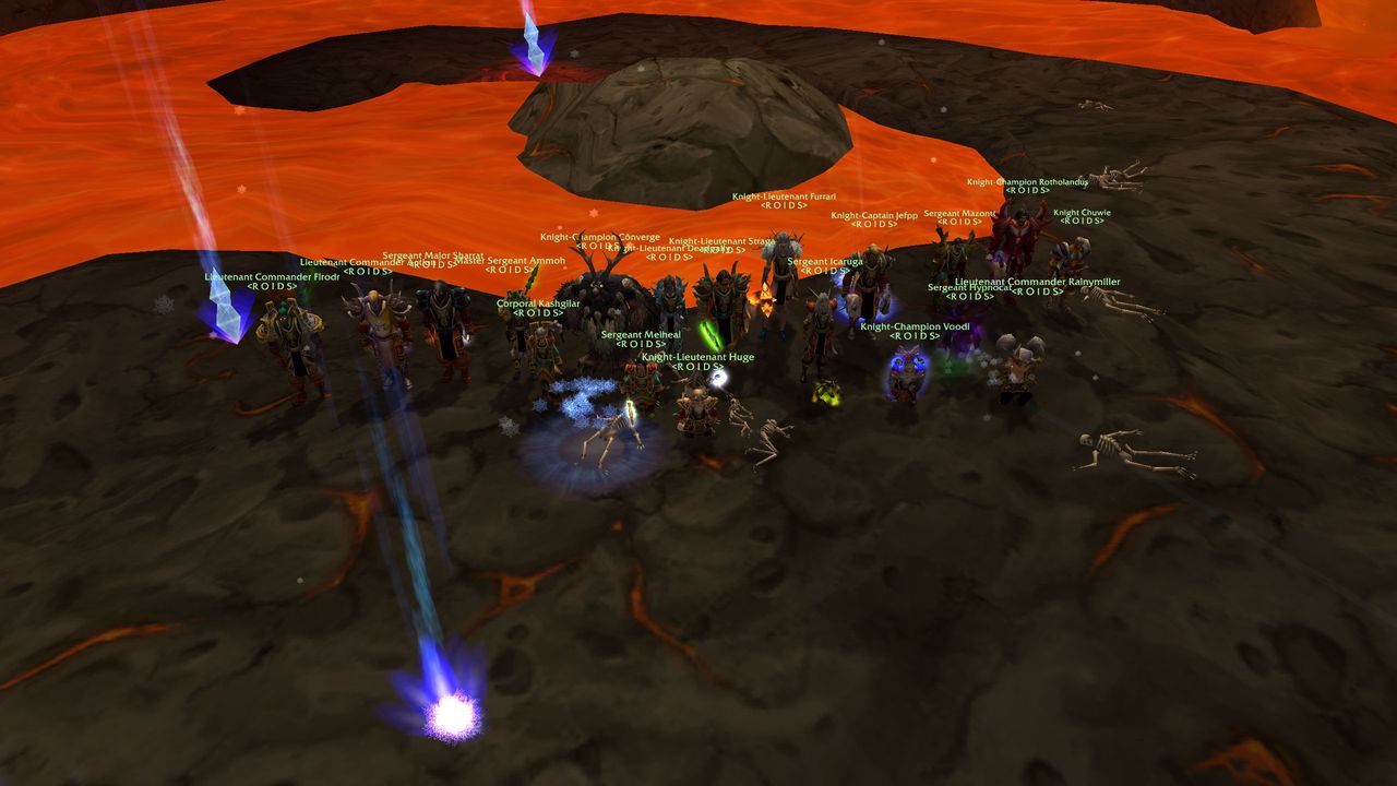 The full raid on a rock island in an open lava lake